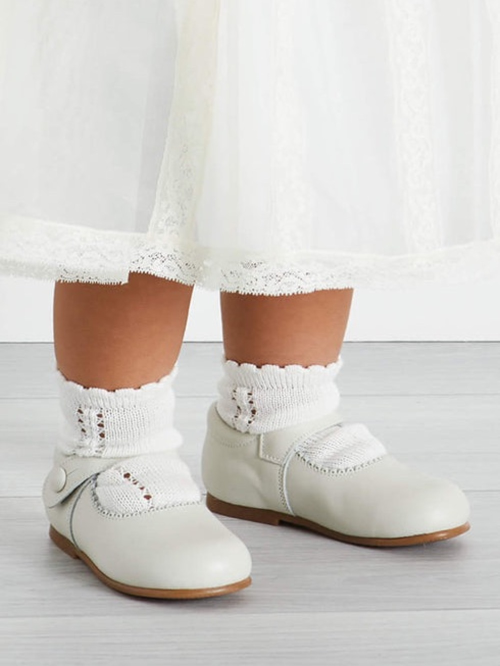 Peppa London Ivory Mary Jane Leather Baby Shoes Size 23 EU US 7 NWOT